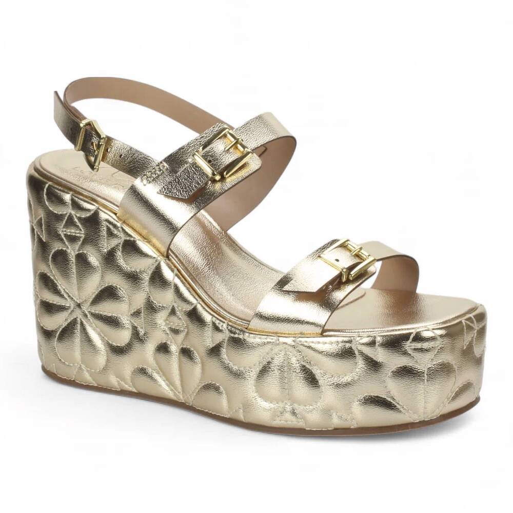 NEW LOVE RIO women's dovie quilted wedge sandal in champagne
